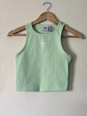 adidas Mint Green Ribbed Crop Tank Top